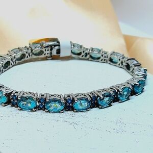 Neon Apatite Sapphire Sterling Silver Bracelet